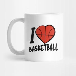 I love Basketball - Grunge Design - Black Text Mug